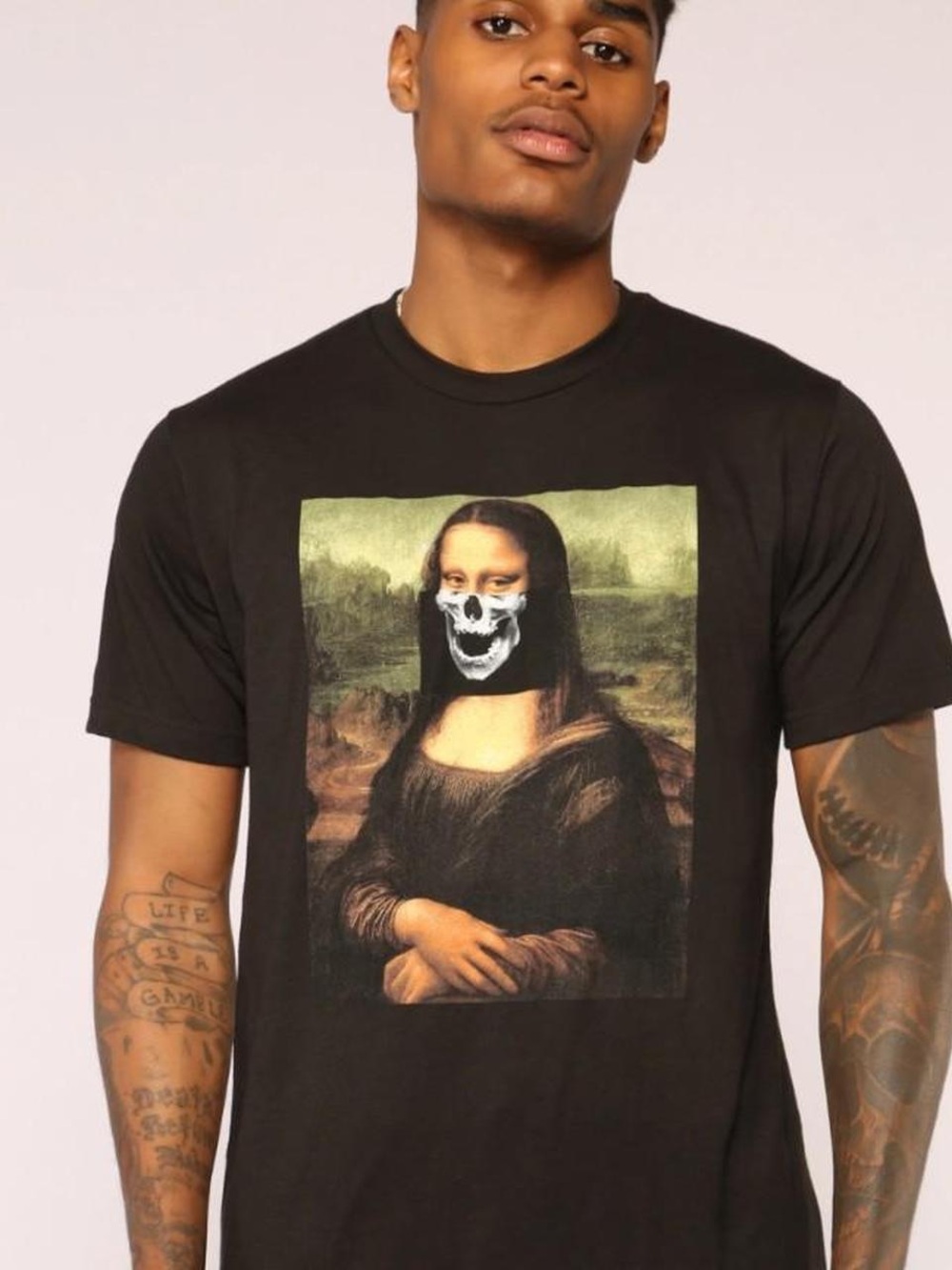 Riot Society Black Graphic Tee with White Palm Label Print